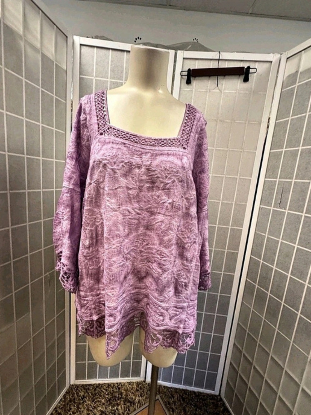 Democracy Cotton Textured Tunic in Purple Size Large NWT _